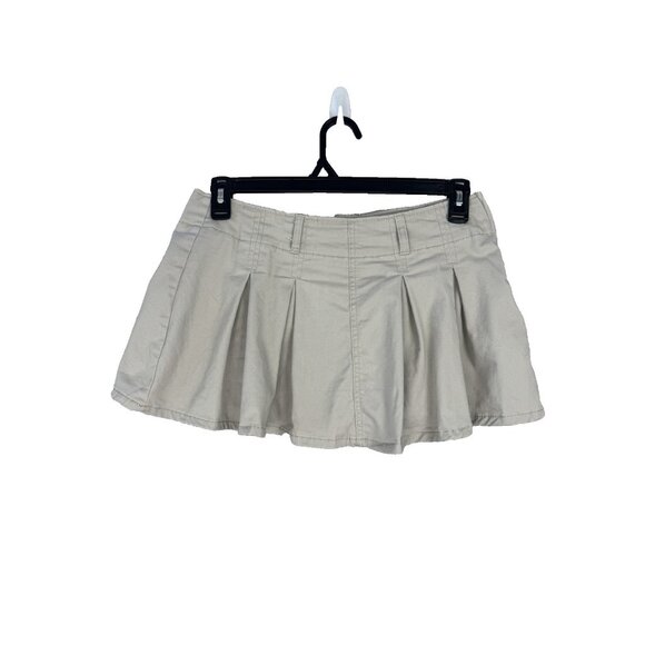 Refuge Womens Medium Khaki Micro Skort Pleated Mini Stretch Academia Y2K Preppy - Picture 1 of 11